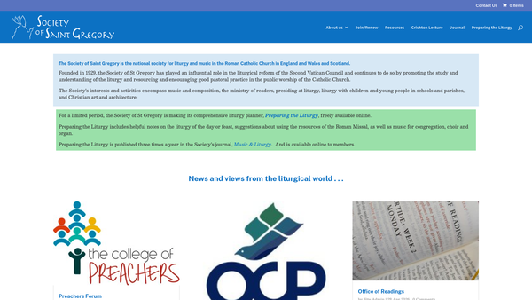 Screenshot of the Society Of Saint Gregory website