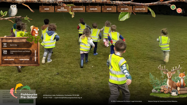 Screenshot of the Fishbourne Pre -School Limited website