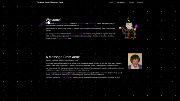 Screenshot of the The Anne Harris Children's Fund website