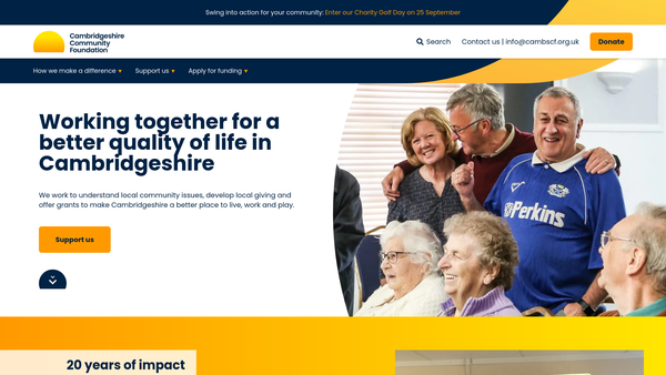 Screenshot of the Cambridgeshire Community Foundation website