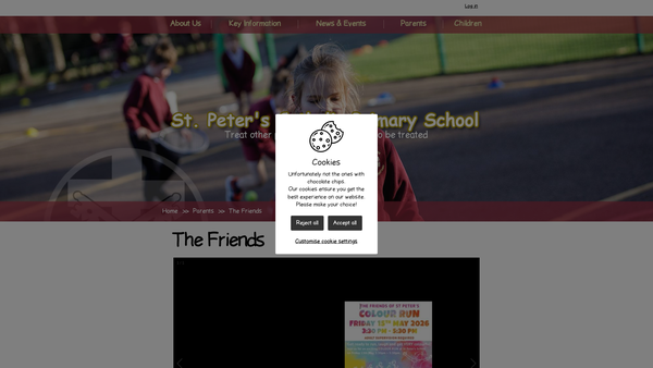 Screenshot of the Friends Of St Peter's Catholic Primary School, East Grinstead website