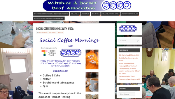 Screenshot of the The Wiltshire And Dorset Deaf Association website