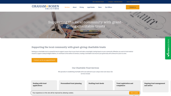 Screenshot of the Marshall And Viggars Charitable Trust website