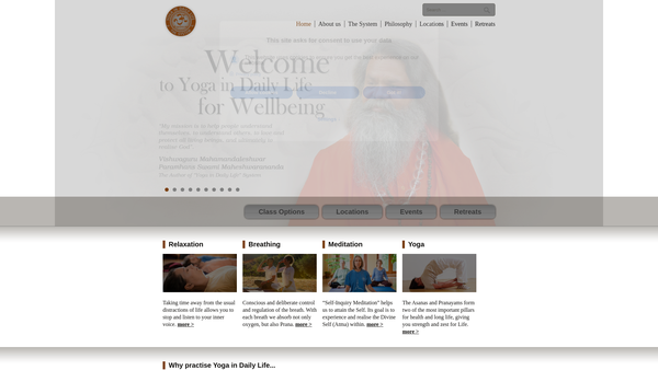 Screenshot of the Yoga In Daily Life Association UK website