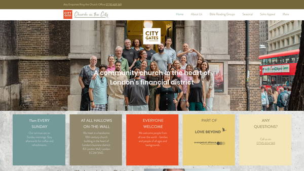 Screenshot of the City Gates Church website