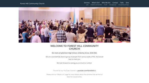 Screenshot of the Forest Hill Community Church website