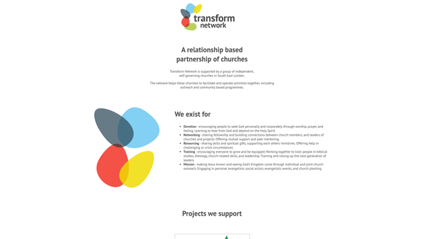 Screenshot of the Transform Network website