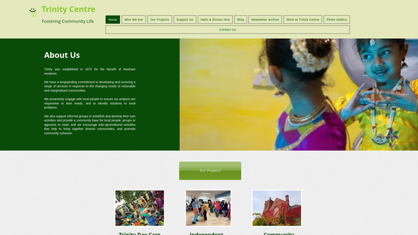 Screenshot of the Trinity Community Centre website