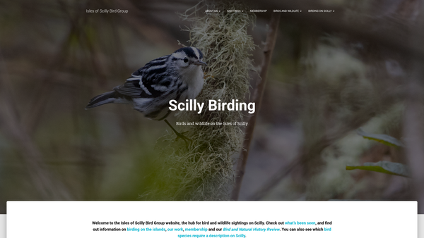 Screenshot of the The Isles Of Scilly Bird Group (Isbg) website