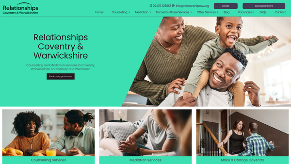 Screenshot of the Relationships Coventry & Warwickshire website