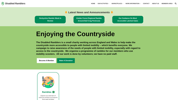 Screenshot of the The Disabled Ramblers website
