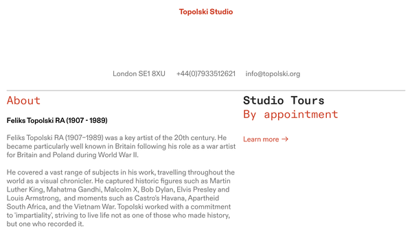 Screenshot of the Topolski Memoir Limited website