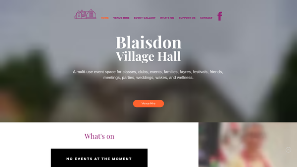 Screenshot of the Blaisdon Village Hall website