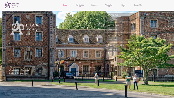 Screenshot of the The Arts Society Ely website