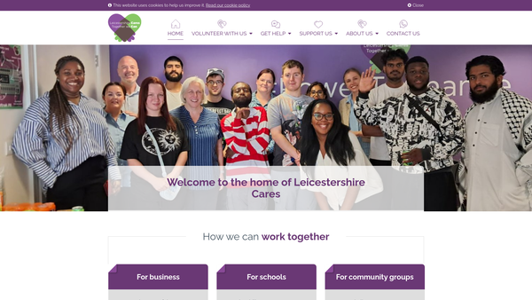 Screenshot of the Leicestershire Cares Limited website