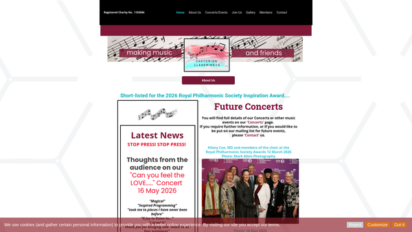 Screenshot of the Cantorion Llandrindod website