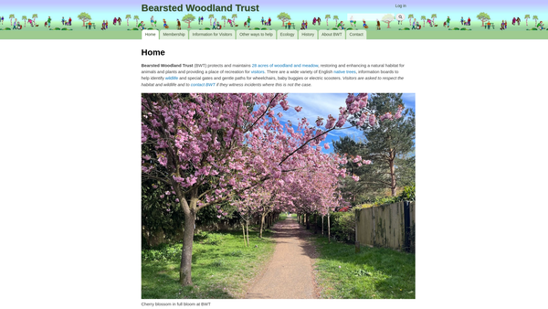 Screenshot of the Bearsted Woodland Trust website