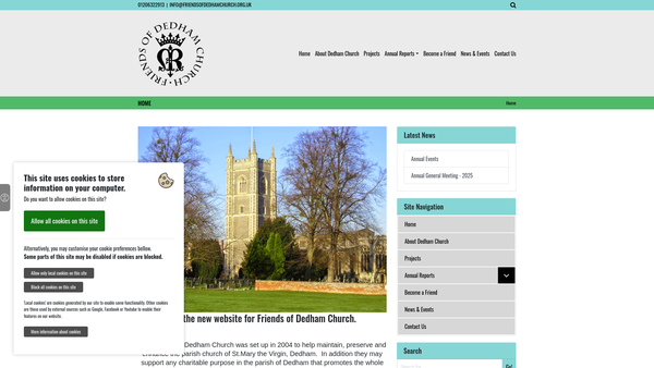 Screenshot of the Friends Of Dedham Parish Church website