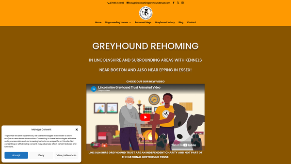 Screenshot of the Lincolnshire Greyhound Trust website
