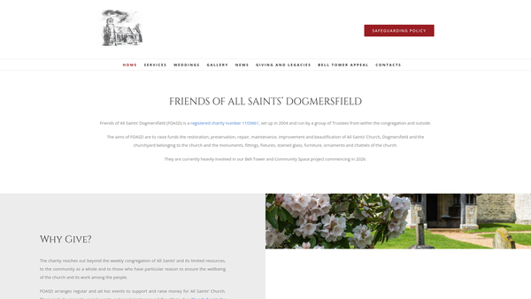 Screenshot of the Friends Of All Saints' Dogmersfield website