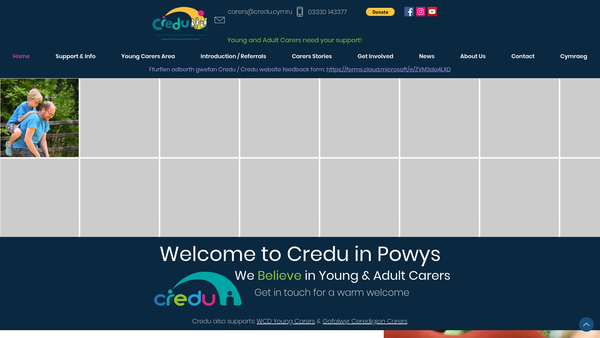 Screenshot of the Credu Supporting Young And Adult Carers Limited website