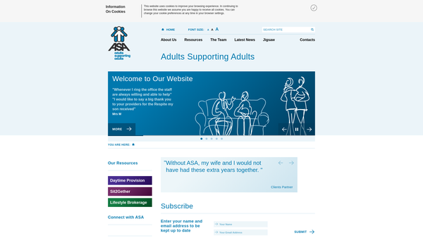 Screenshot of the Adults Supporting Adults (Asa Lincs) website