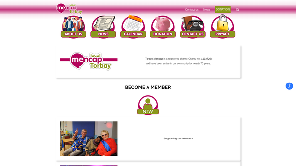 Screenshot of the Torbay Mencap Society website