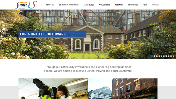 Screenshot of the United St Saviour's Charity website