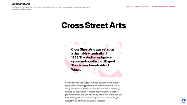 Screenshot of the Cross Street Arts website