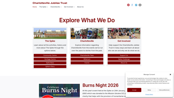 Screenshot of the Charlotteville Jubilee Trust Limited website