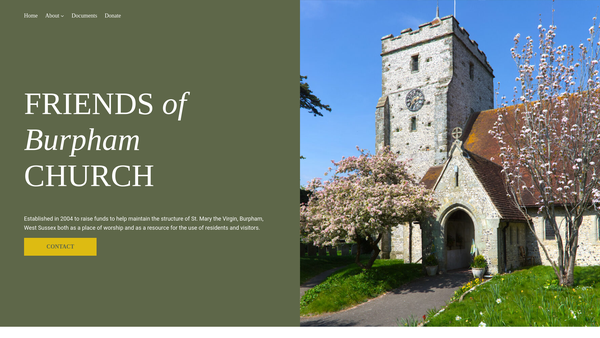 Screenshot of the Friends Of Burpham Church website