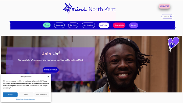 Screenshot of the North Kent Mind website