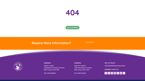 Screenshot of the Oakfields Primary PTFA website