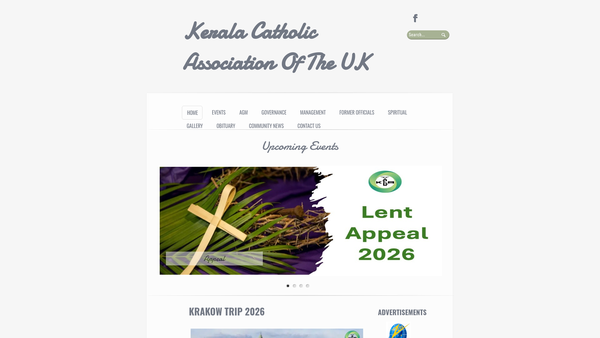 Screenshot of the Kerala Catholic Association Of The United Kingdom Trust website