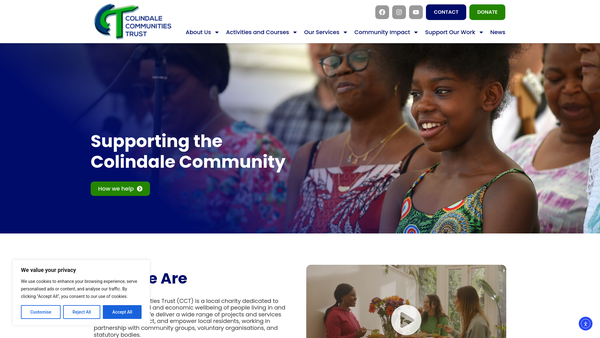 Screenshot of the Colindale Communities Trust (Cct) website