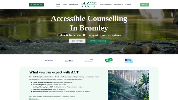 Screenshot of the Accessible Counselling and Therapy Limited website