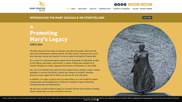 Screenshot of the Mary Seacole Trust website