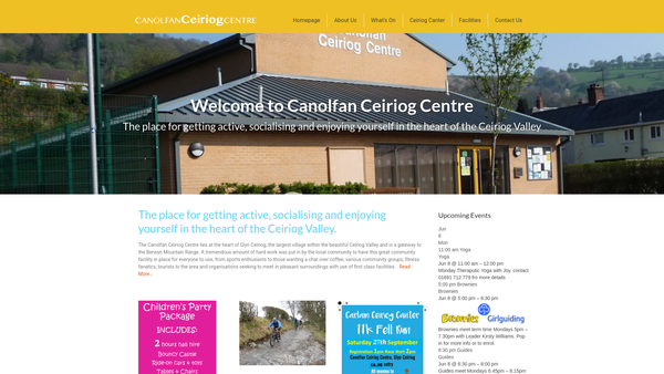 Screenshot of the Canolfan Ceiriog Centre Cyf website