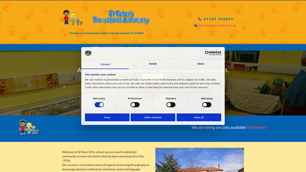 Screenshot of the St Peter's Pre-School (Stafford) Ltd website