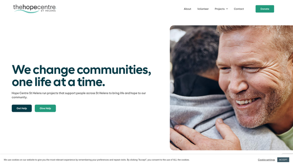 Screenshot of the The Hope Centre St Helens website