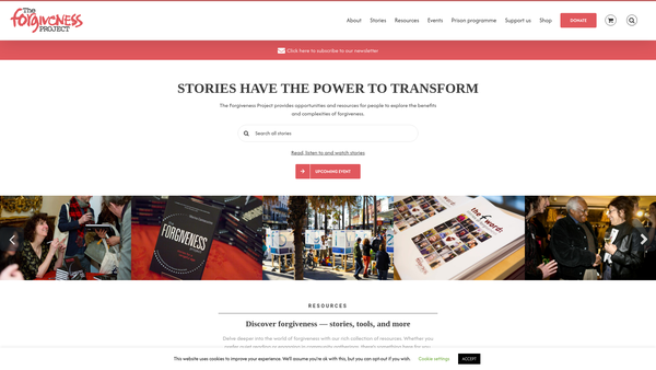 Screenshot of the The Forgiveness Project website