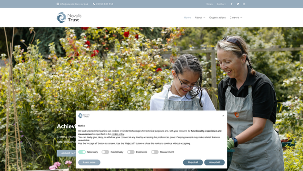 Screenshot of the Novalis Trust website