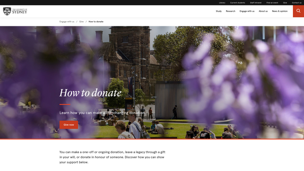 Screenshot of the Friends Of The University Of Sydney website