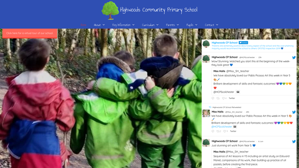 Screenshot of the Highwoods Community Primary School PTA website