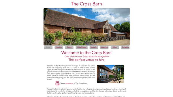 Screenshot of the The Cross Barn Odiham website