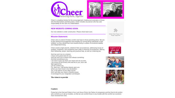 Screenshot of the Cheer Trust website