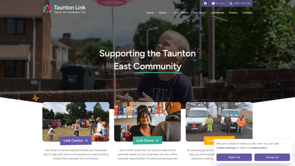 Screenshot of the Taunton East Development Trust website