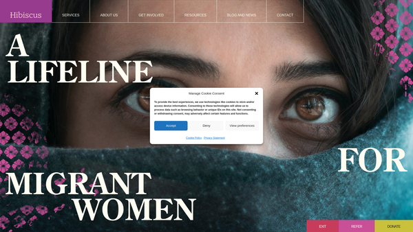 Screenshot of the Hibiscus Initiatives Ltd website