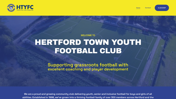 Screenshot of the Hertford Town Youth F.C. website