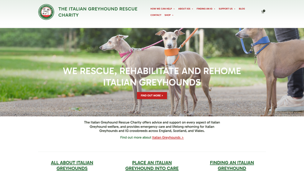 Screenshot of the Italian Greyhound Rescue website